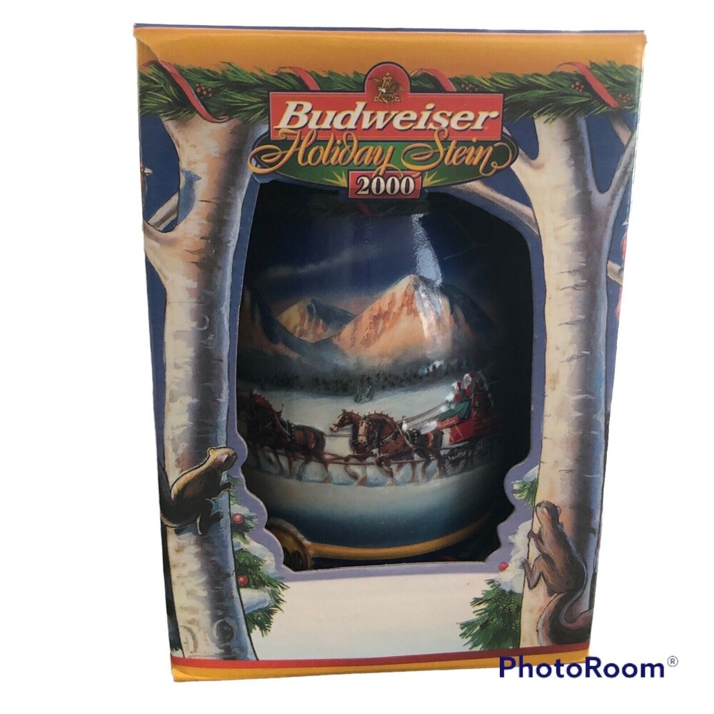 Mug  7" tall BUDWEISER Holiday Stein 2000 Anheuser-Busch Giftware Stein gw